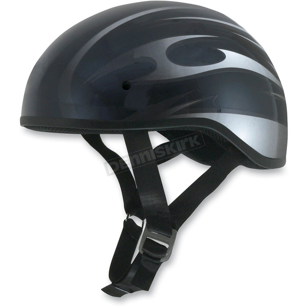 Black w/Silver FX-200 Slick Beanie-Style Half Helmet
