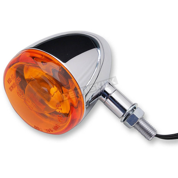 Chrome Incandescent DOT Approved/E-Marked Aluminum Body Turn Signals w/Amber Lens
