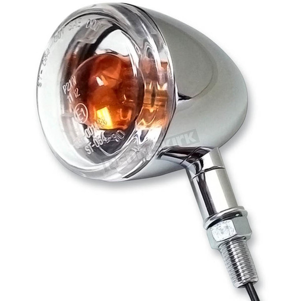 Chrome Incandescent DOT Approved/E-Marked Aluminum Body Turn Signals w/Clear Lens