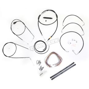 Black Vinyl Handlebar Cable and Brake Line Kit for Use w/15 in. - 17 in. Ape Hangers (w/o ABS)