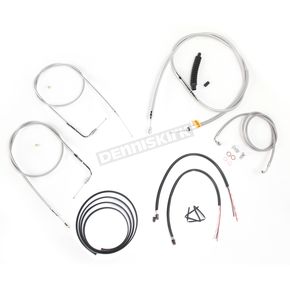 Stainless Braided Handlebar Cable and Brake Line Kit for Use w/12 in. - 14 in. Ape Hangers w/o ABS