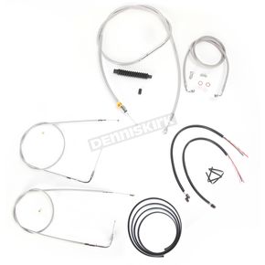 Stainless Braided Handlebar Cable and Brake Line Kit for Use w/15 in. - 17 in. Ape Hangers w/o ABS