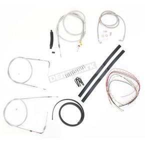 Stainless Braided Handlebar Cable and Brake Line Kit for Use w/15 in. - 17 in. Ape Hangers (w/o ABS)