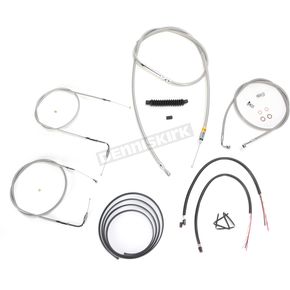 Stainless Braided Handlebar Cable and Brake Line Kit for Use w/12 in. - 14 in. Ape Hangers w/o ABS