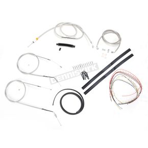 Stainless Braided Handlebar Cable and Brake Line Kit for Use w/15 in. - 17 in. Ape Hangers (Single Disc) (w/o ABS)