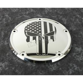 Chrome Black Stars and Stripes Punisher Low Profile Derby Cover