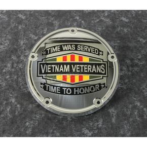 Chrome Vietnam Veterans Badge Low Profile Derby Cover