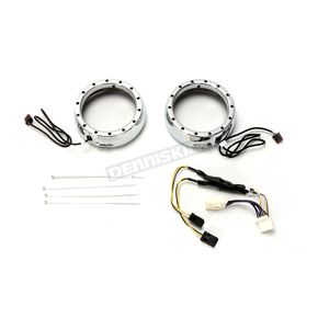 Chrome Passing Lamp Trim Rings w/White DRL and Led Turn Signals
