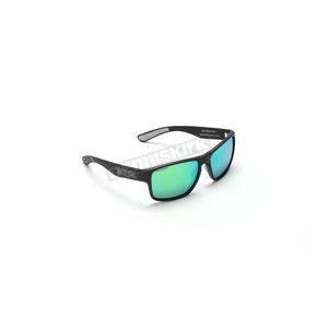 Matte Black Charlie Sunglasses w/Green Mirror Polarized Lens