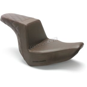Brown Step-Up Seat with Lattice-Stitched Passenger Seat