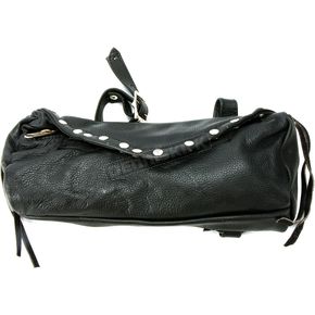 Black Leather Tool Bag w/Black Studs and Fringe