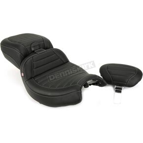 Black Standard Touring Tuck & Roll One-Piece Seat w/Driver Backrest