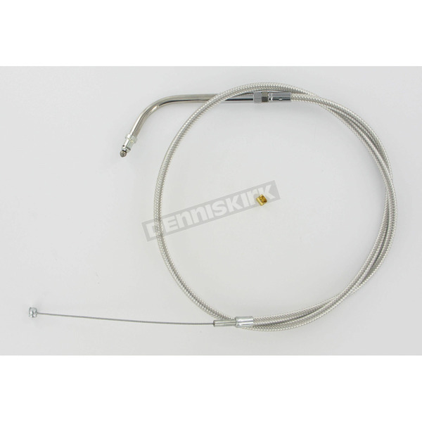33 11/16 in. Polished Stainless Braided Throttle Cable w/ 45 Degree Elbow