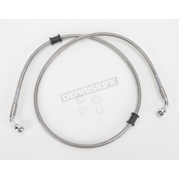 Front Standard Length Clear-Coated Braided Stainless Steel Brake Line Kit