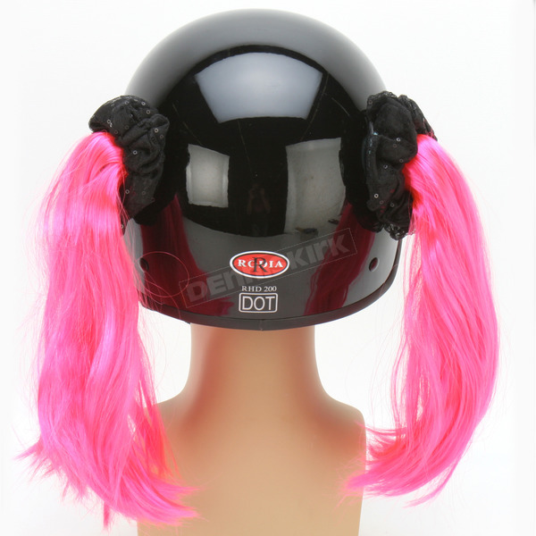 Pink Motorcycle Helmet Pigtails