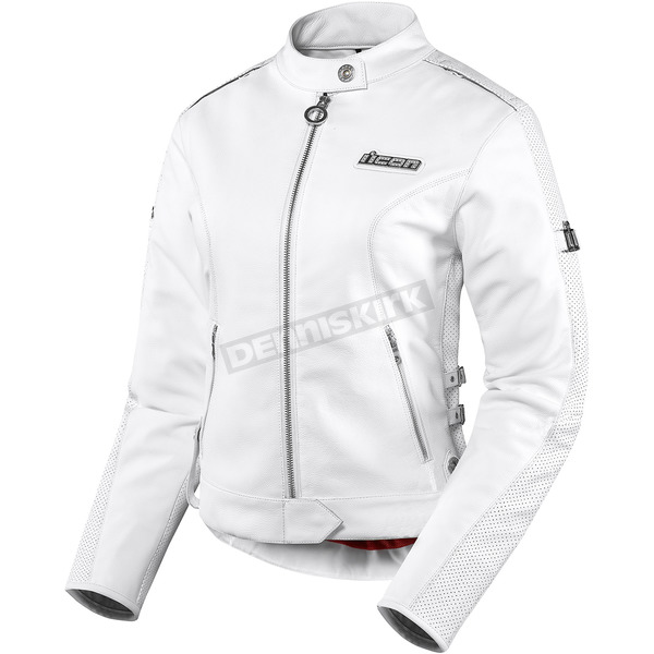Womens White Hella Leather Jacket