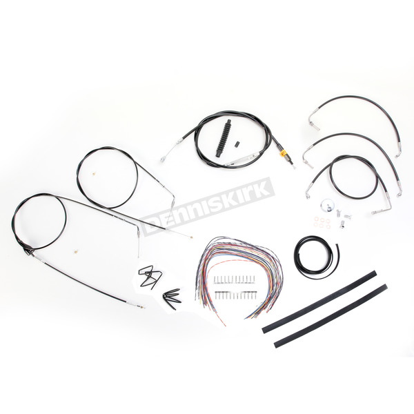 Black Vinyl Handlebar Cable and Brake Line Kit for Use w/18 in. - 20 in. Ape Hangers (w/o ABS)