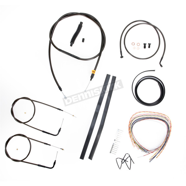 Midnight Stainless Handlebar Cable and Brake Line Kit for Use w/18 in. to 20 in. Ape Hangers (w/o ABS)