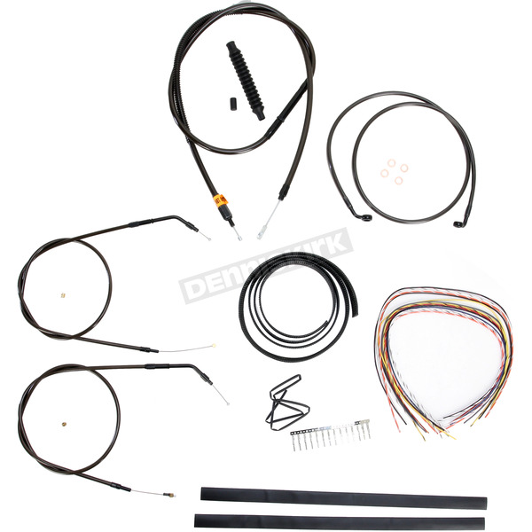 Midnight Stainless Handlebar Cable and Brake Line Kit for Use w/18 in. to 20 in. Ape Hangers (Single Disc)