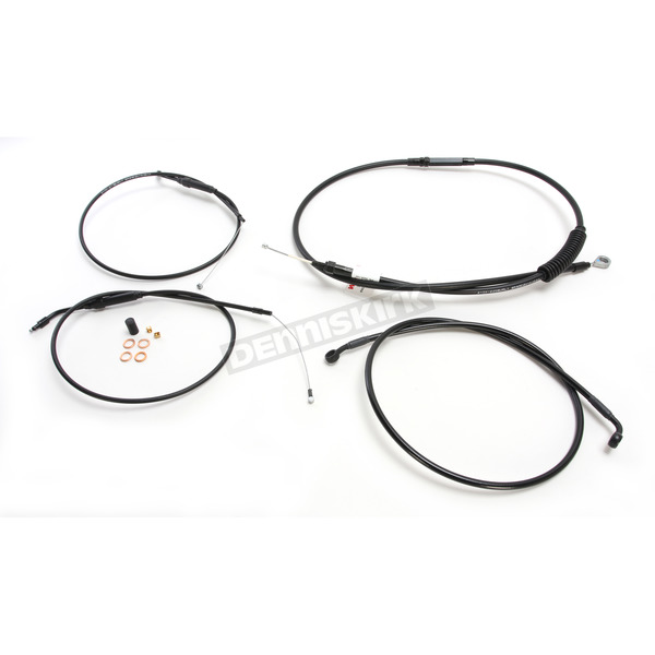 Black Vinyl Handlebar Cable and Brake Line Kits For 12 in Jail Bars w/o ABS