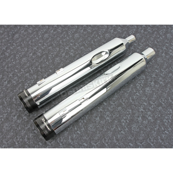 Chrome 4.5 in. Motopro 45 Slip-On Mufflers w/BlackTradition End Caps