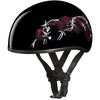 Black Barbed Rose Skull Cap Half Helmet