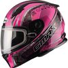 Flat Black/Pink FF49 Elegance Snowmobile Helmet w/Dual Lens Shield