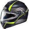 Semi-Flat Black/Gray/Neon Green IS-MAX 2 Mine MC-3HSF Snow Helmet w/Frameless Electric Shield 