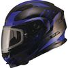 Black/Blue MD01S Wired Modular Snowmobile Helmet w/Dual Lens Shield