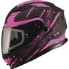 Black/Pink MD01S Wired Modular Snowmobile Helmet w/Dual Lens Shield
