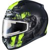 Semi-Flat Black/Hi-Viz Green/Gray CL-17SN Arica MC-3HSF Snow Helmet w/Electric Shield