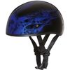 Black/Blue Skull Flames Skull Cap Half Helmet 