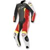 Black/White/Flo Red/Flo Yellow Missile 1-Piece Leather Suit