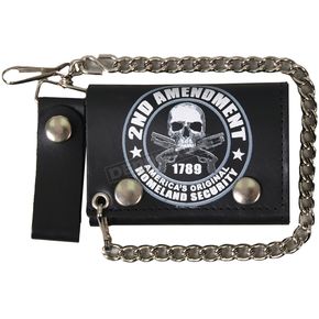 2nd Amendment 4 in. Tri-Fold Leather Chain Wallet