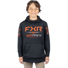 Youth Black/Orange Race Division Tech Pullover Hoodie