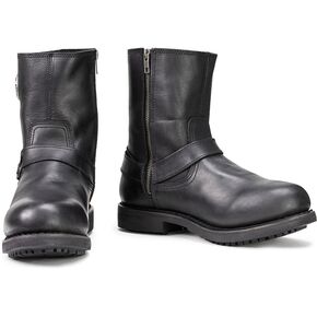 Black Ruf Leather Short Harness Boots w/Inside Zipper