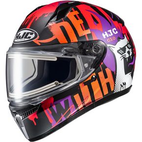 Youth Semi-Flat Black/Red/Purple/Orange C10 Fop MC7SF Snow Helmet w/Electric Shield