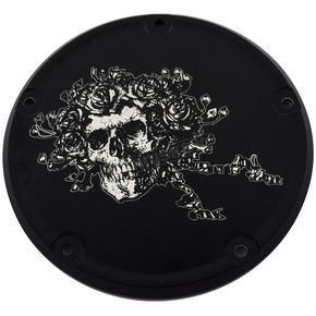 Black Grateful Dead Skull and Roses Low Profile Derby Cover