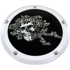 Chrome/Black Grateful Dead Skull and Roses Low Profile Derby Cover