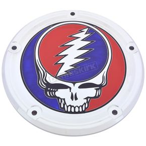 Chrome Grateful Dead Steal Your Face Softail Low Profile Derby Cover in Full Color