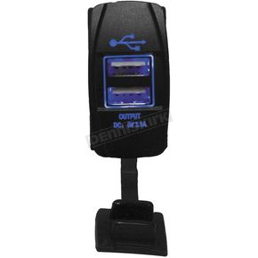 Blue Laser-Etched Dual LED USB Charging Switch