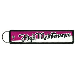 White and Pink High Maintenance Key Chain Fob