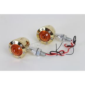 Brass Bullet LED Turn Signals w/Amber Lens
