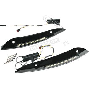 Black LED Windshield Trim With Sequential Auxiliary Turn Signals