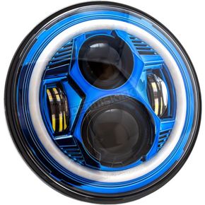 Blue 7 in. Color Collection Wide-Array Full-Halo LED Headlight