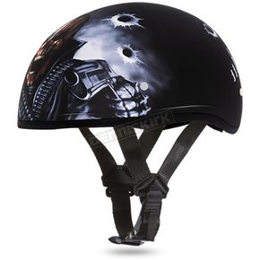 Black Come Get'em Skull Cap Half Helmet