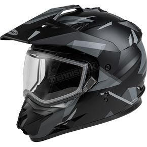 Matte Black/Gray GM-11S Ripcord Snowmobile Helmet w/Dual Lens Shield