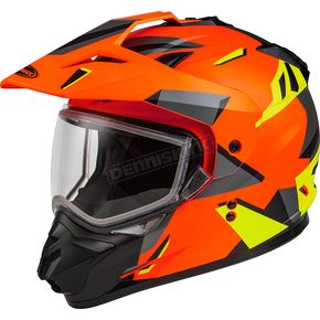Matte Neon Orange/Hi-Vis GM-11S Ripcord Snowmobile Helmet w/Dual Lens Shield