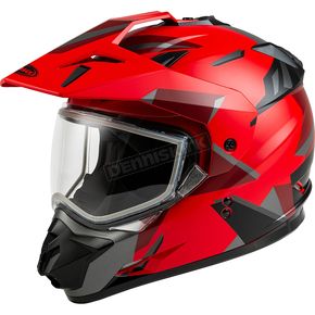 Matte Red/Black GM-11S Ripcord Snowmobile Helmet w/Dual Lens Shield