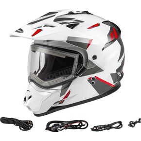 White/Gray/Red GM-11S Ripcord Snowmobile Helmet w/Electric Shield